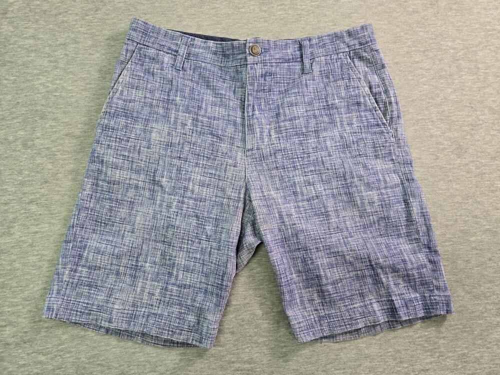 CON.STRUCT Shorts Mens 32 Blue Geometric Chino Stretch Pockets Summer Casual